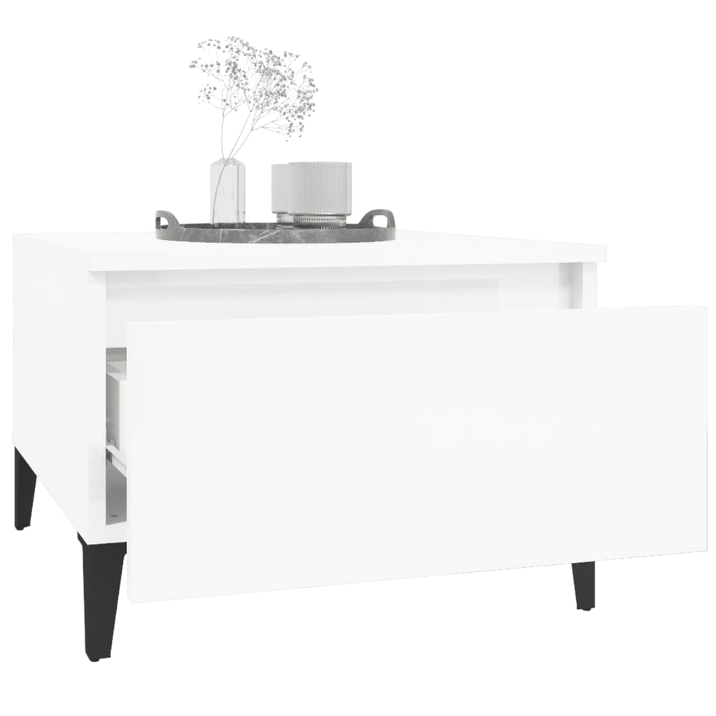 Mesas auxiliares 2 uds contrachapada blanco brillo 50x46x35 cm