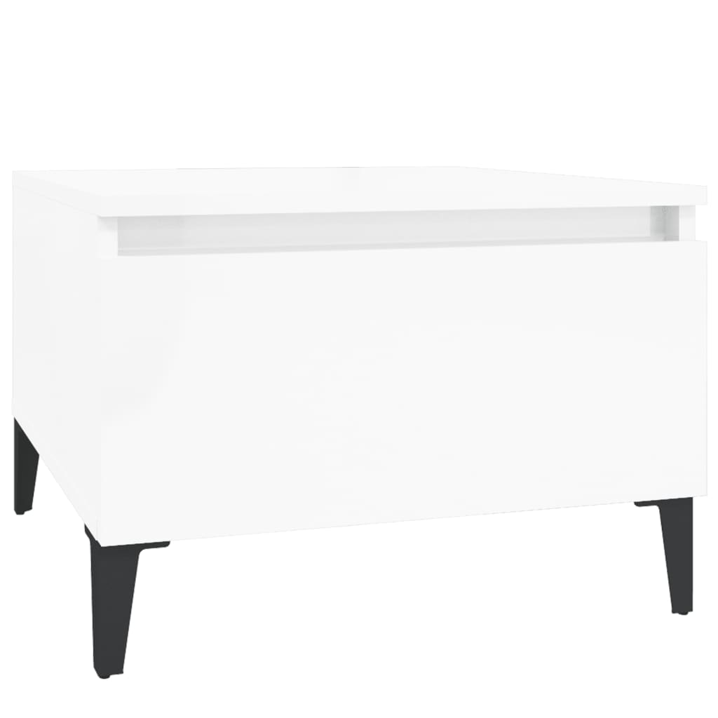Mesas auxiliares 2 uds contrachapada blanco brillo 50x46x35 cm