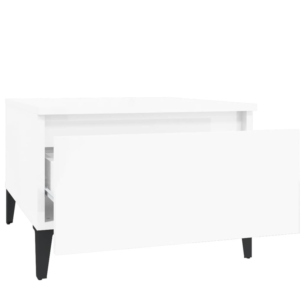 Mesas auxiliares 2 uds contrachapada blanco brillo 50x46x35 cm