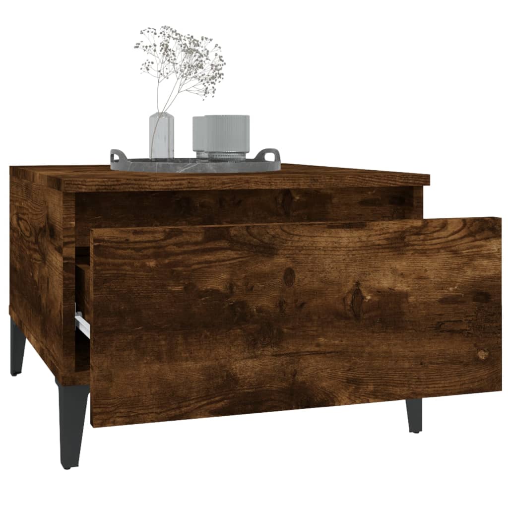 Mesa auxiliar madera contrachapada roble ahumado 50x46x35 cm
