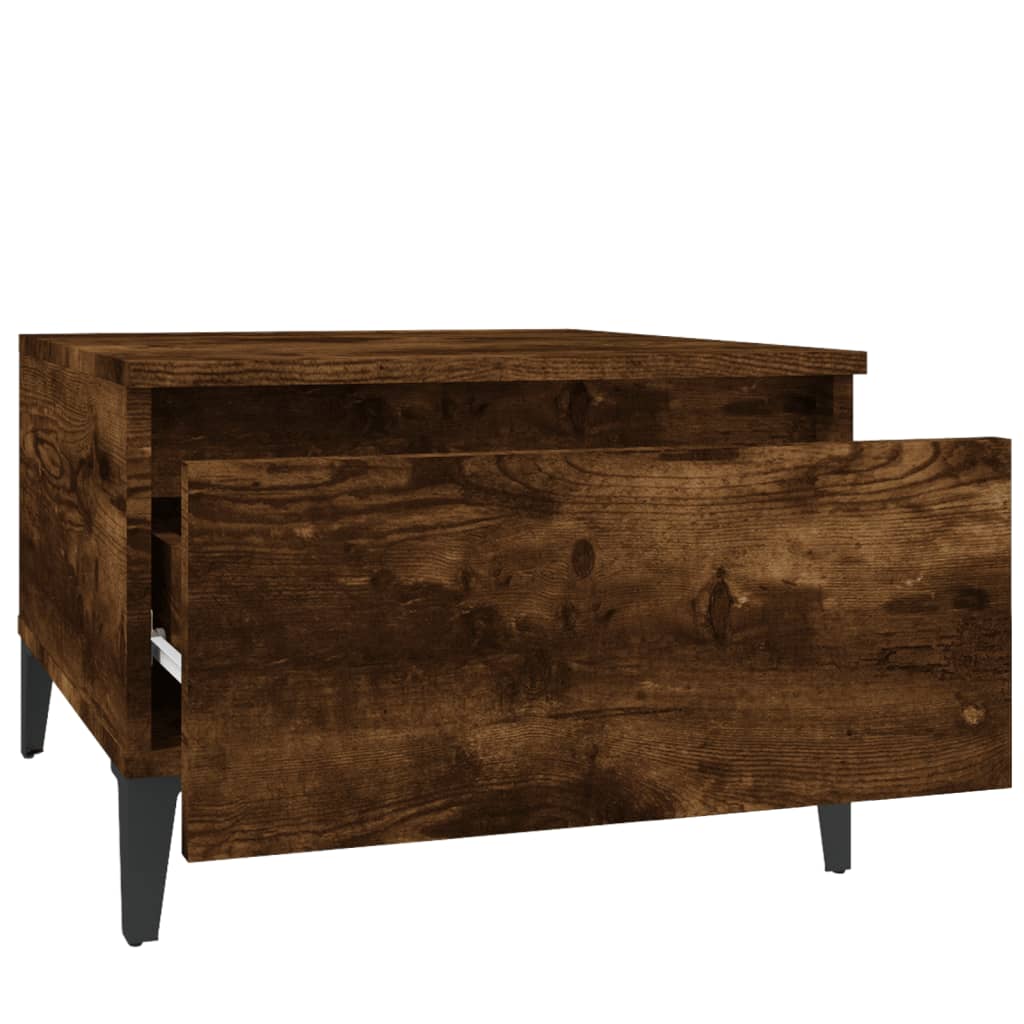 Mesas auxiliares 2 uds contrachapada roble ahumado 50x46x35 cm