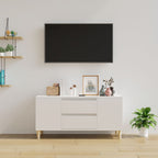 Mueble de TV madera contrachapada blanco brillo 102x44,5x50 cm