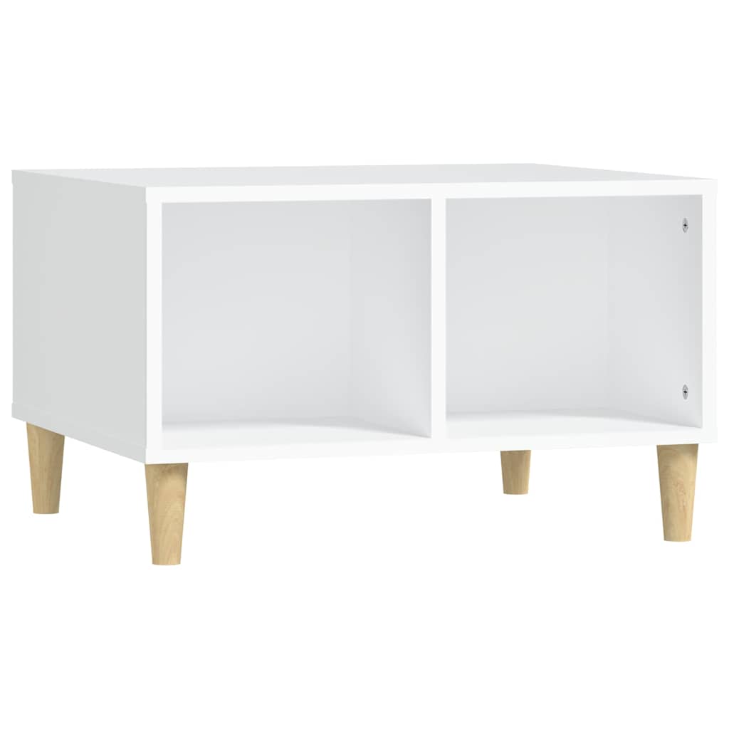 Mesa de centro madera contrachapada blanco 60x50x36,5 cm