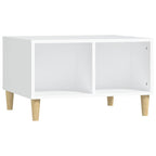 Mesa de centro madera contrachapada blanco 60x50x36,5 cm