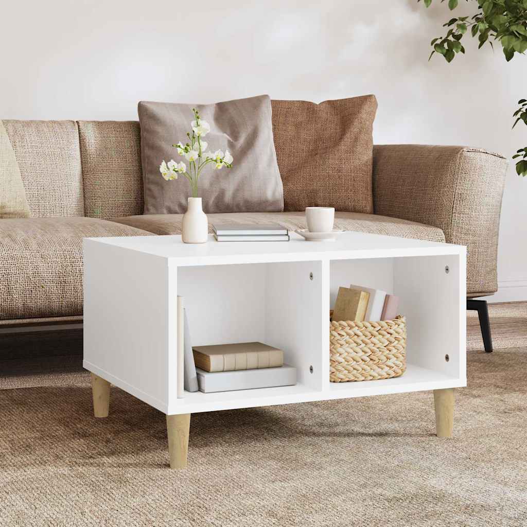 Mesa de centro madera contrachapada blanco 60x50x36,5 cm