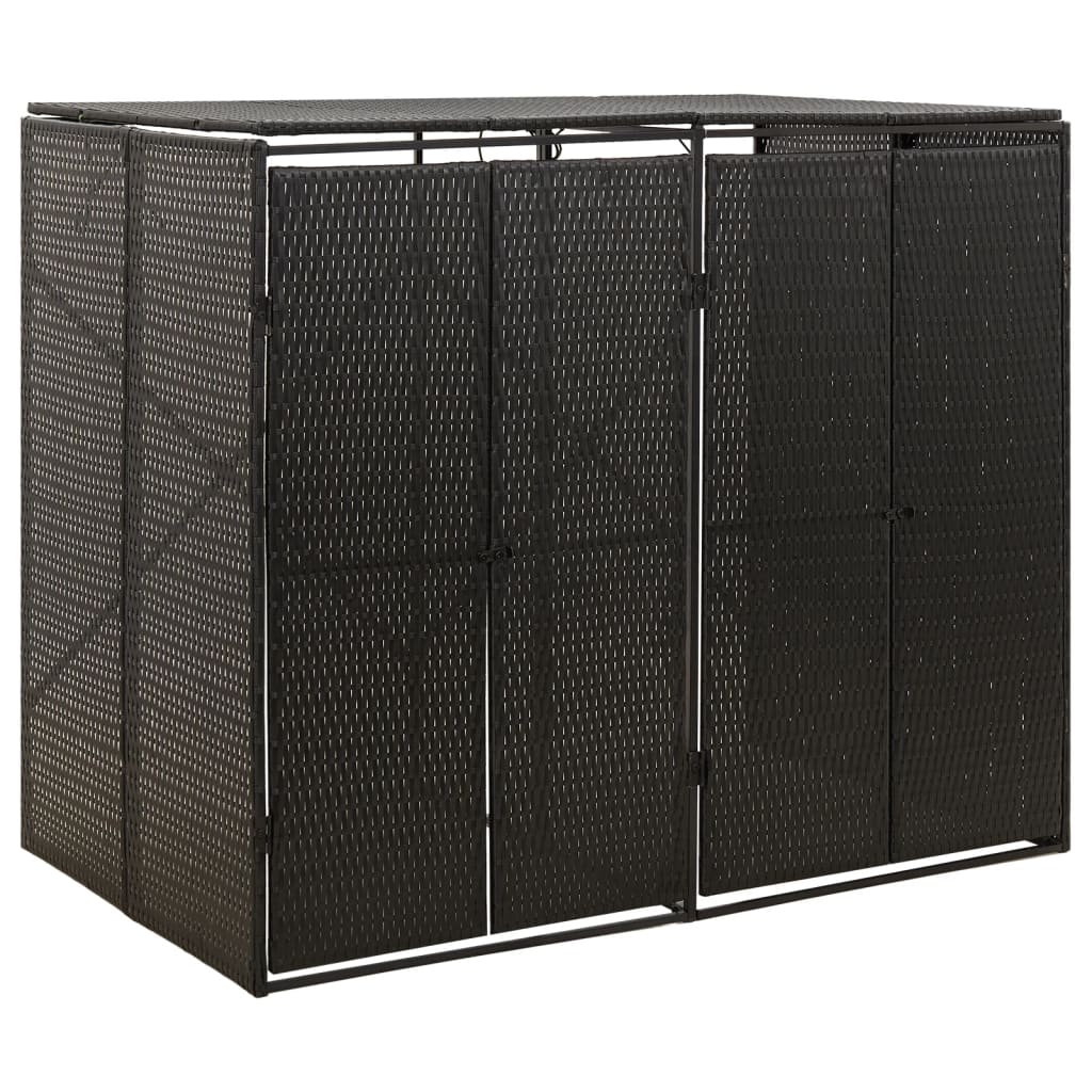 PE Rattan 2-Bin Shed Grey 140x80x117cm