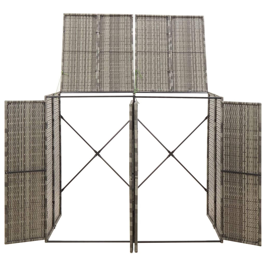 Cobertizo para 2 contenedores basura ratán PE gris 140x80x117cm