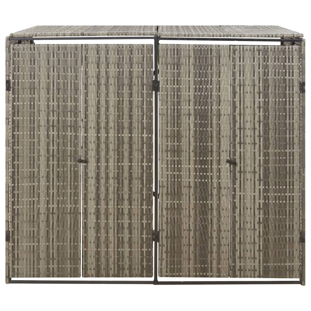 Cobertizo para 2 contenedores basura ratán PE gris 140x80x117cm