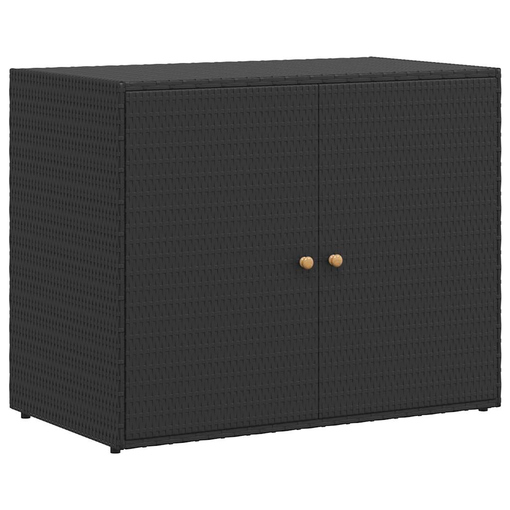 Armario de jardín negro 100x55,5x80 cm Ratán sintético