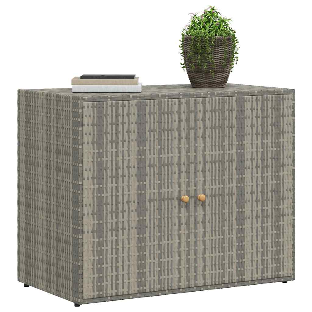 Armario de almacenaje de jardín ratán PE gris 100x55,5x80 cm