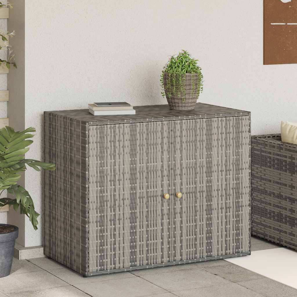 Armario de almacenaje de jardín ratán PE gris 100x55,5x80 cm