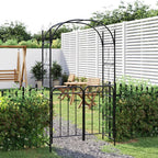 Arco de jardín con puerta acero negro 108x45x235 cm