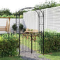 Garden arch with gate black steel 108x45x235 cm