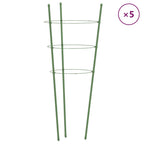 Soportes plantas jardín con 3 anillas 5 uds acero verde 45 cm