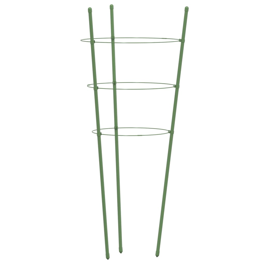 Soportes plantas jardín con 3 anillas 5 uds acero verde 45 cm