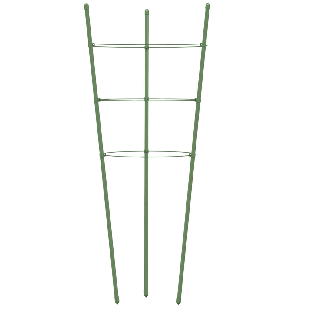 Soportes plantas jardín con 3 anillas 5 uds acero verde 45 cm