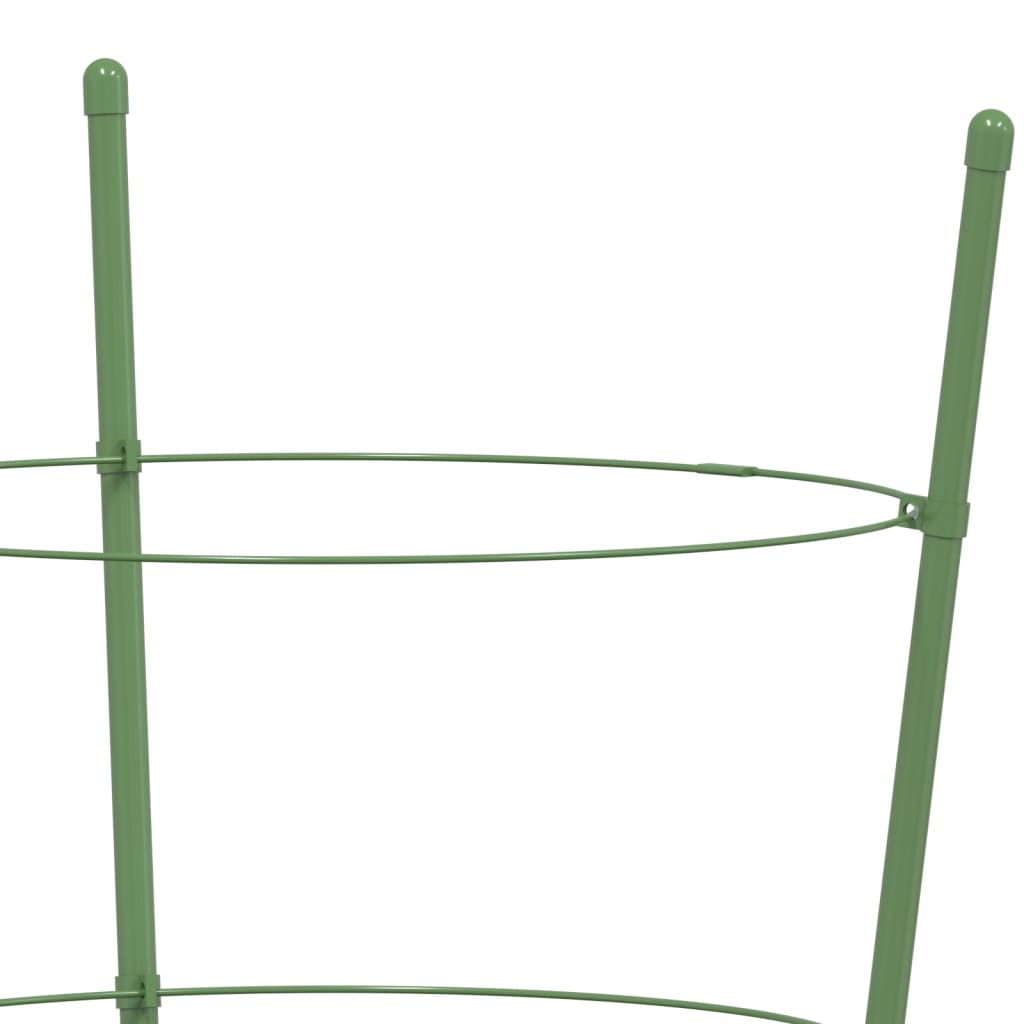 Soportes plantas jardín con 3 anillas 5 uds acero verde 45 cm