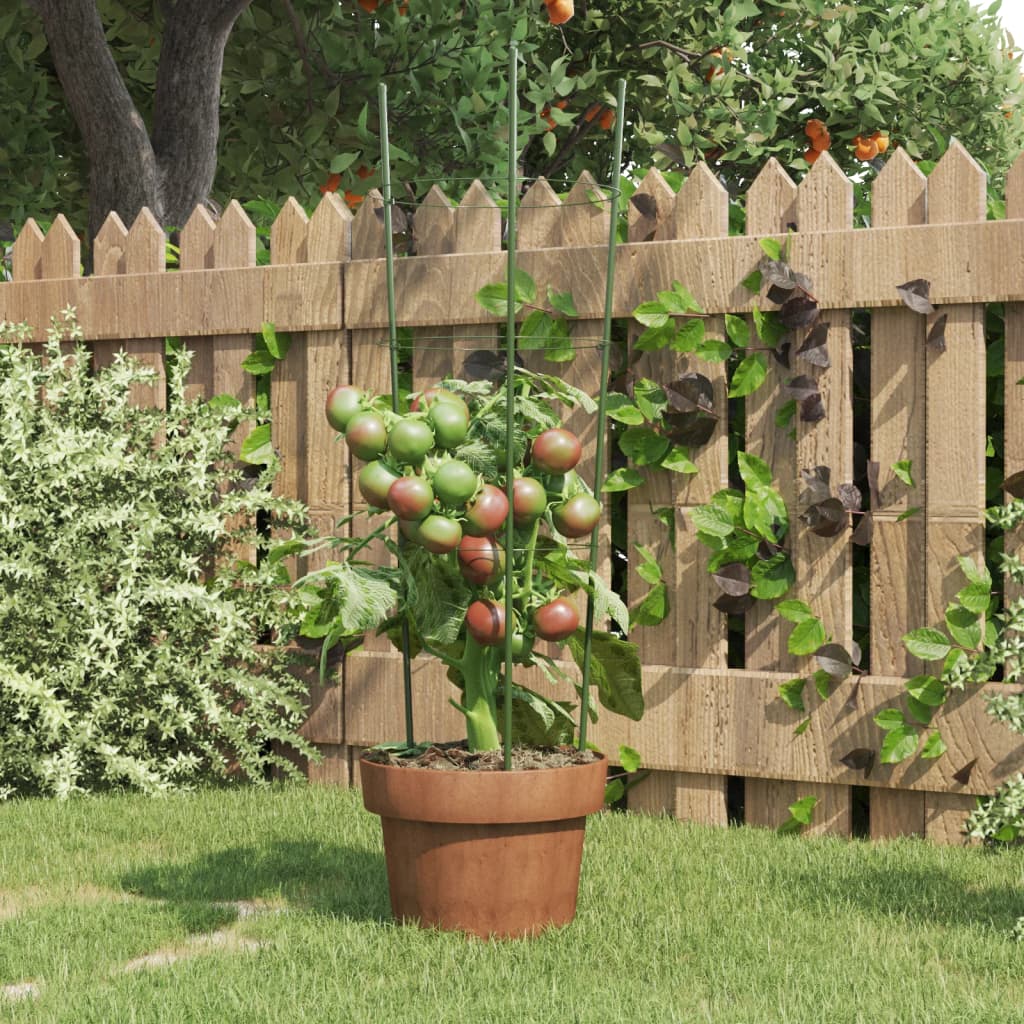 Suportes para plantas de jardim com 3 anéis 5 unidades aço verde 45 cm