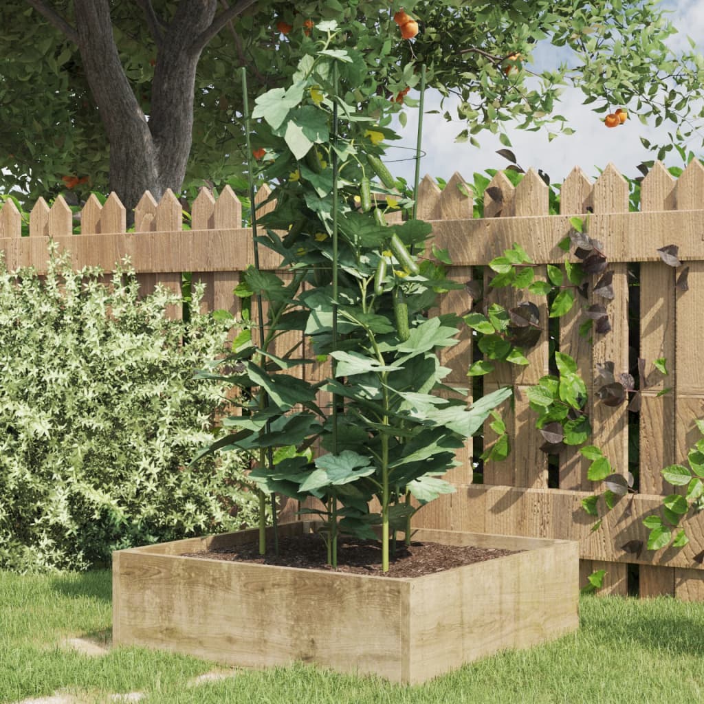 Suportes para plantas de jardim com 3 anéis 5 unidades aço verde 45 cm