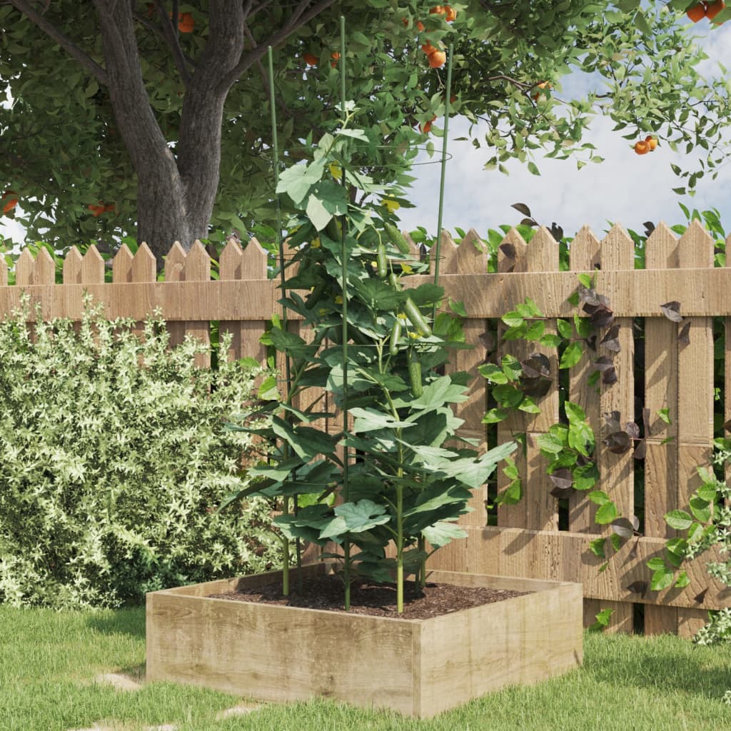 Suportes para plantas de jardim com 3 anéis 5 unidades aço verde 45 cm