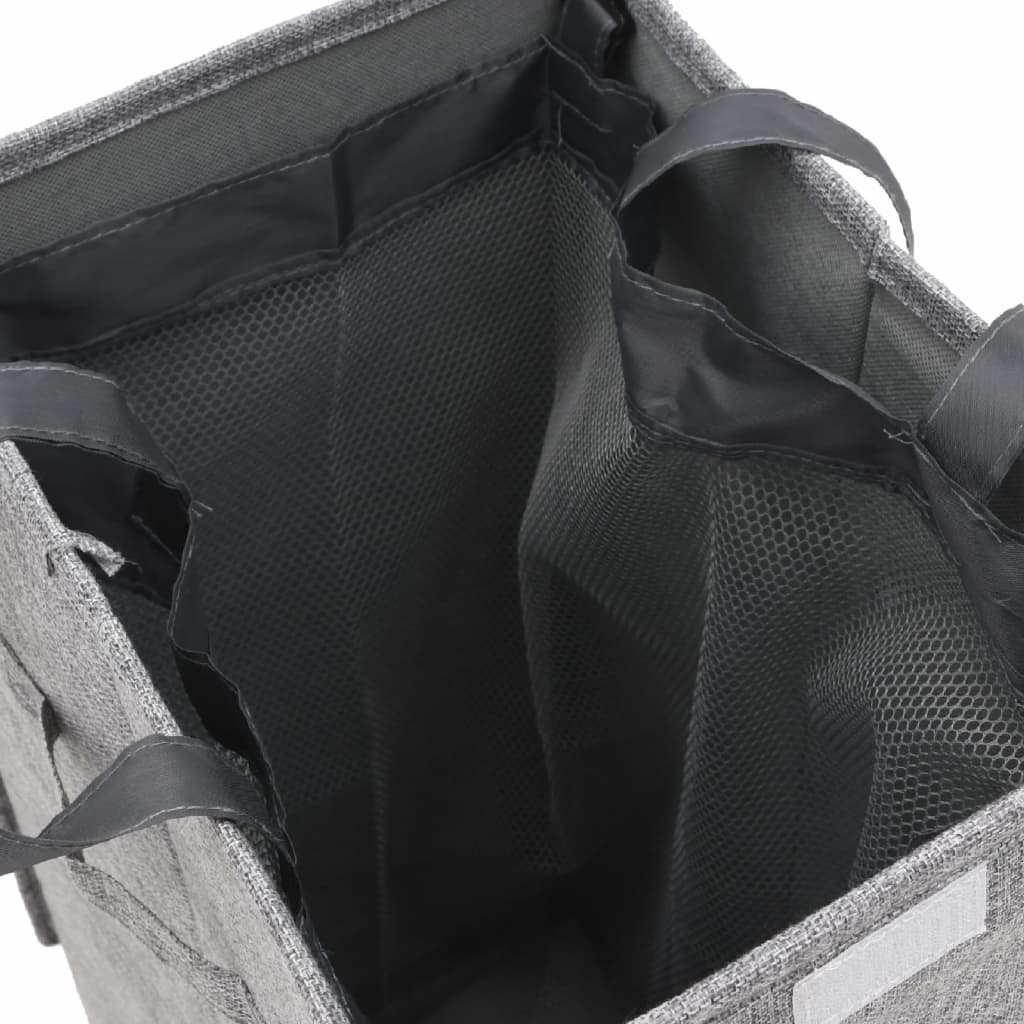 Cesto ropa sucia plegable lino sintético gris 26x34,5x59,5 cm