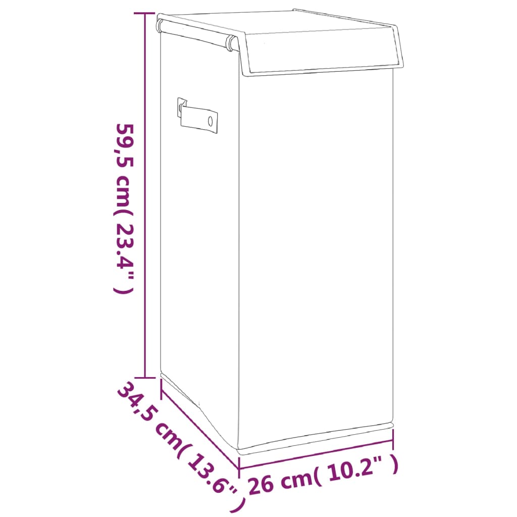 Cesto ropa sucia plegable lino sintético gris 26x34,5x59,5 cm