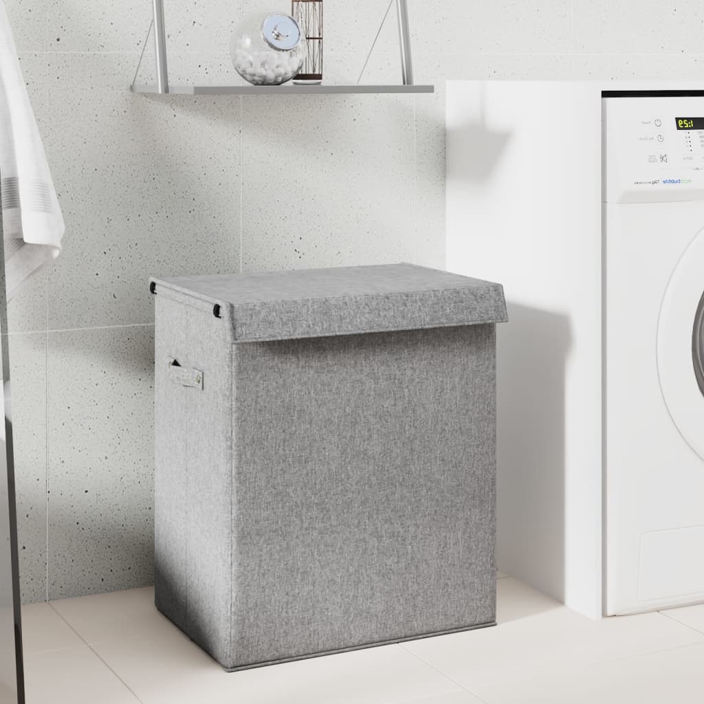 Cesto ropa sucia plegable lino sintético gris 26x34,5x59,5 cm
