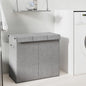 Cesto ropa sucia plegable lino sintético gris 26x34,5x59,5 cm