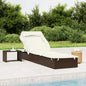 Rattan sun lounger with folding canopy grey 213x63x97cm