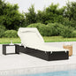 Rattan sun lounger with folding canopy grey 213x63x97cm