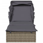 Tumbona con toldo plegable ratán sintético gris 213x63x97cm