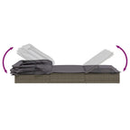 Tumbona con toldo plegable ratán sintético gris 213x63x97cm