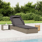 Rattan sun lounger with folding canopy grey 213x63x97cm