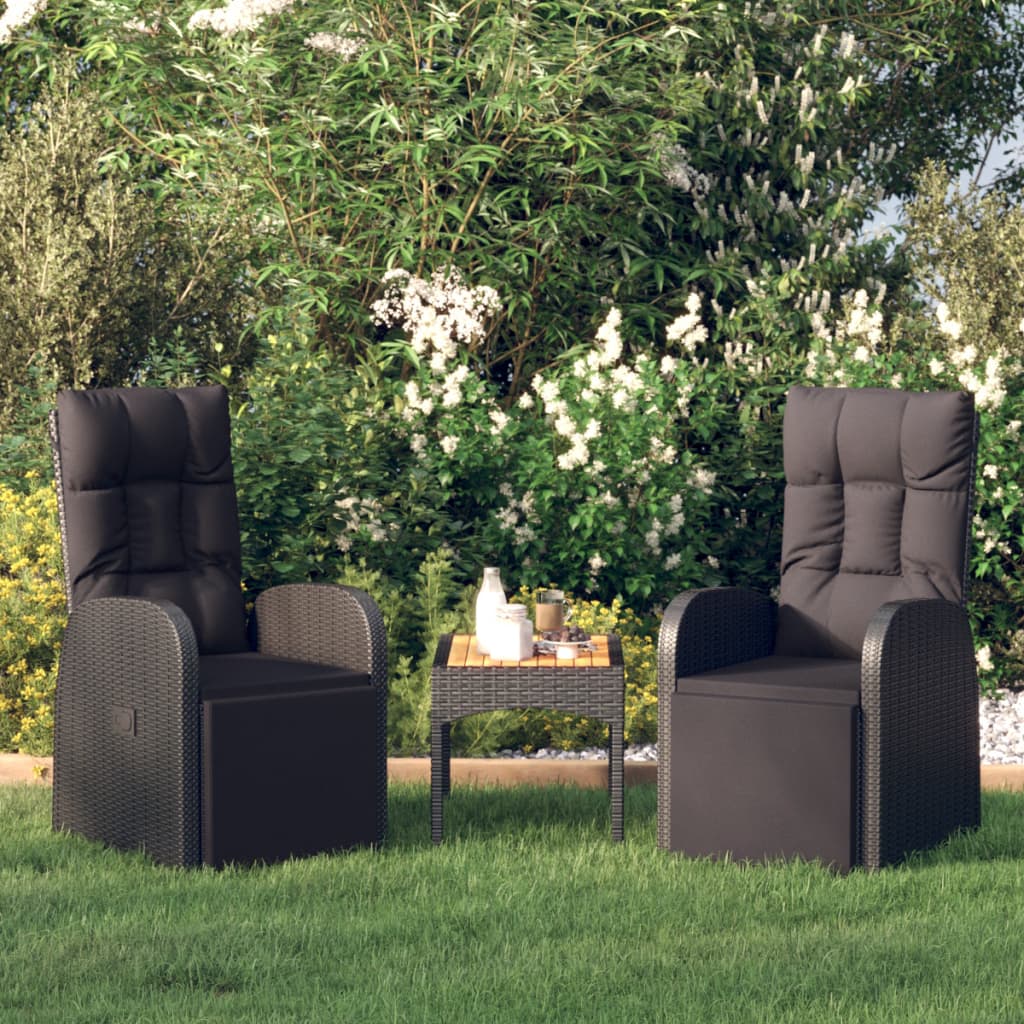 Reclining garden armchairs with cushions 2 pcs PE rattan grey