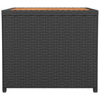 Mesa de centro ratán negro y superficie madera maciza acacia