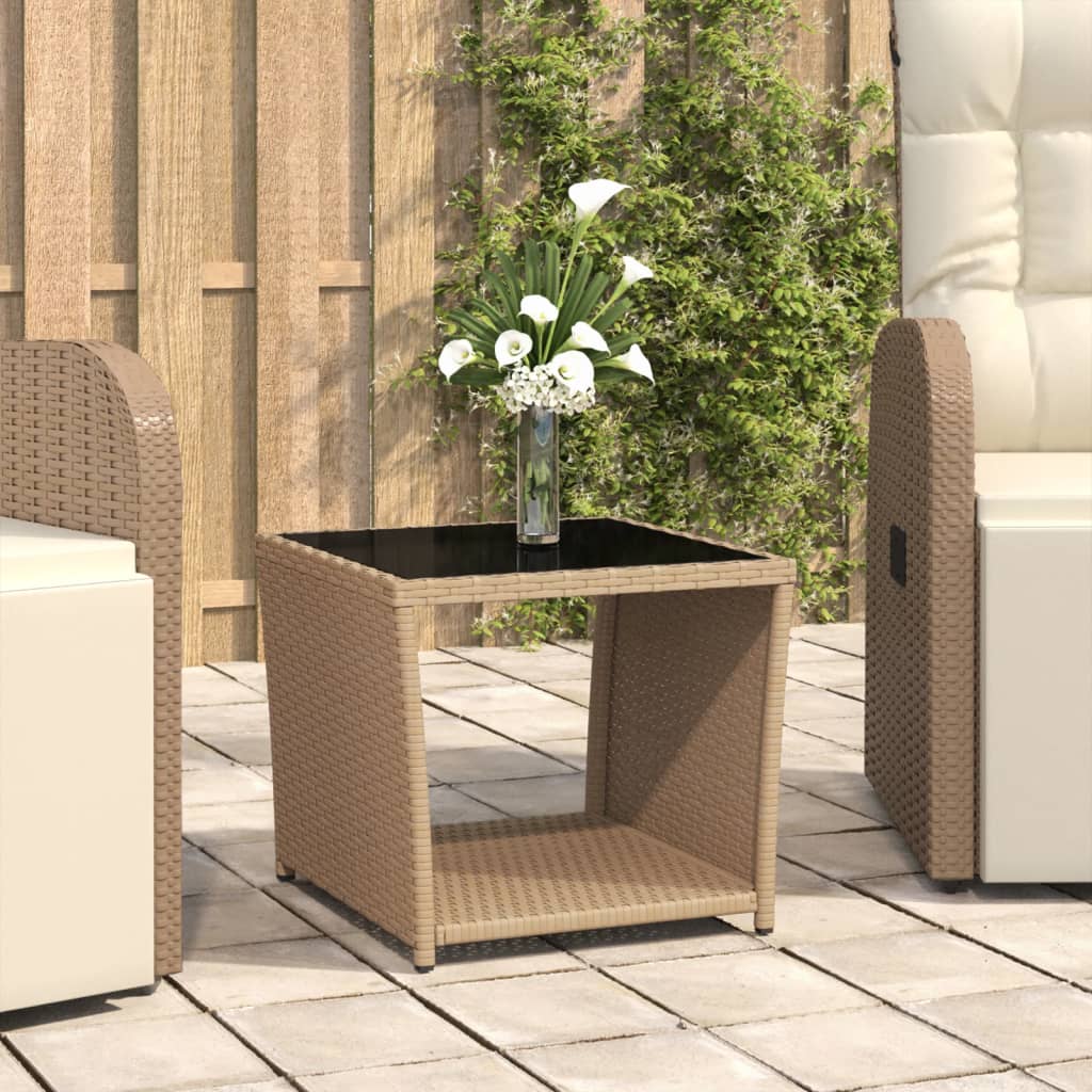 Mesa de centro ratán negro y superficie madera maciza acacia