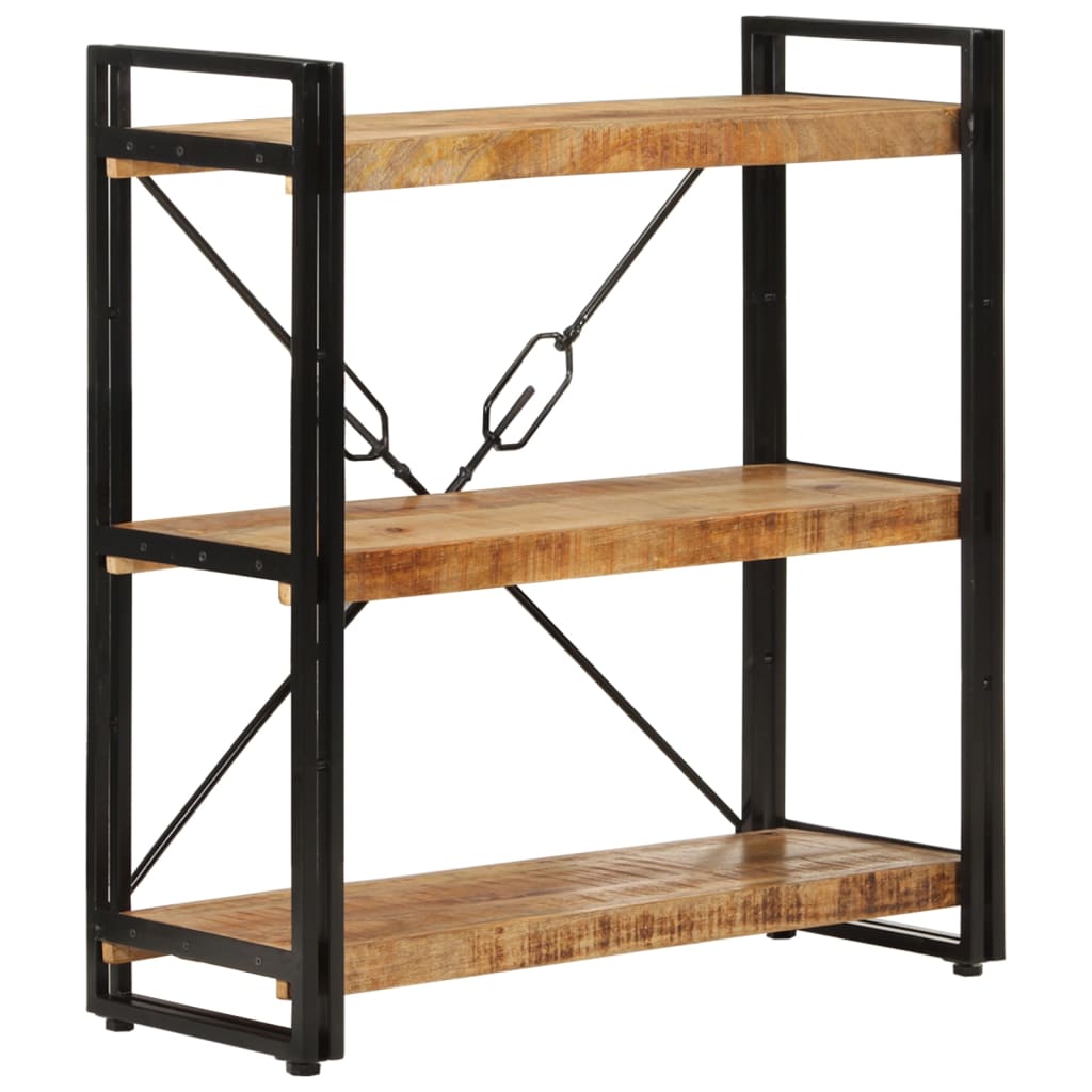 Estantería de 3 alturas hierro y madera maciza mango 77x30x80cm