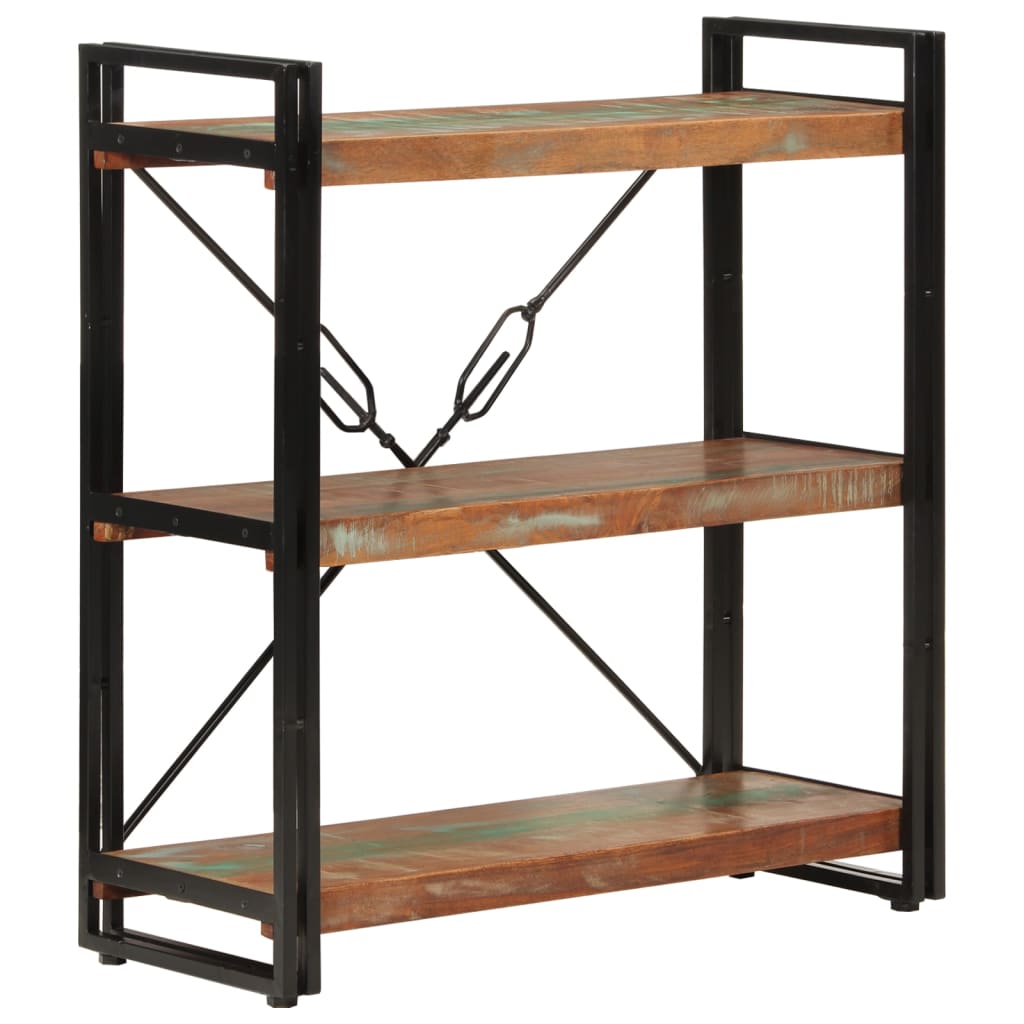 3-tier shelf in iron and solid mango wood 77x30x80cm