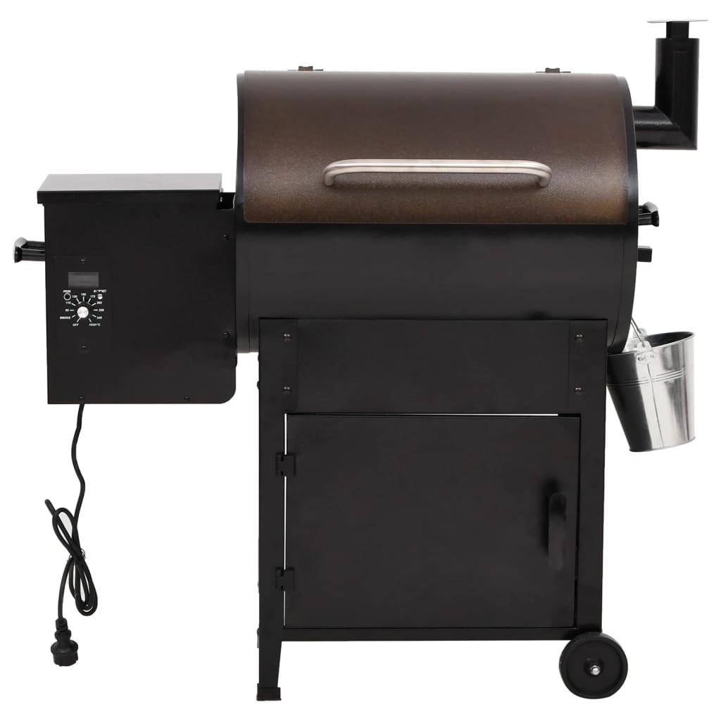 Barbacoa de pellets con chimenea hierro negro 104 cm
