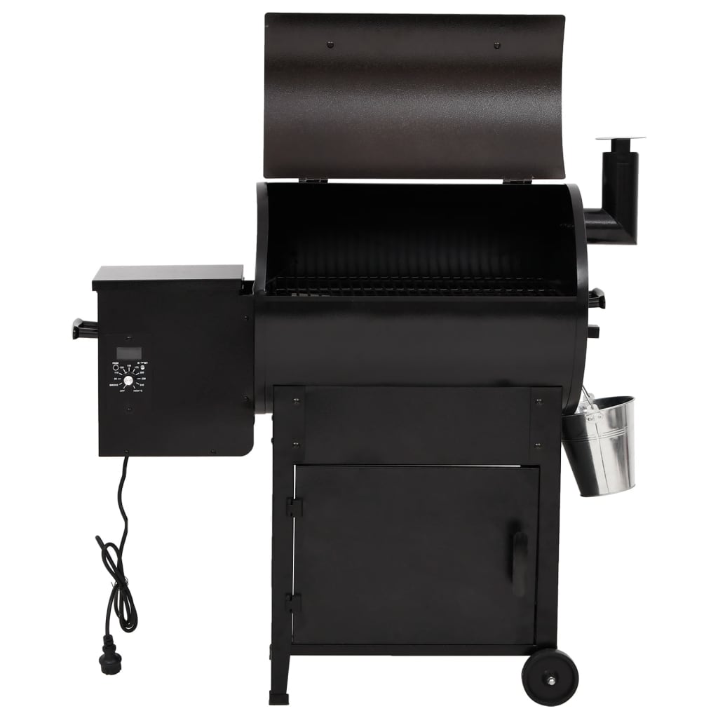 Barbacoa de pellets con chimenea hierro negro 104 cm