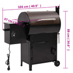Barbacoa de pellets con chimenea hierro negro 104 cm