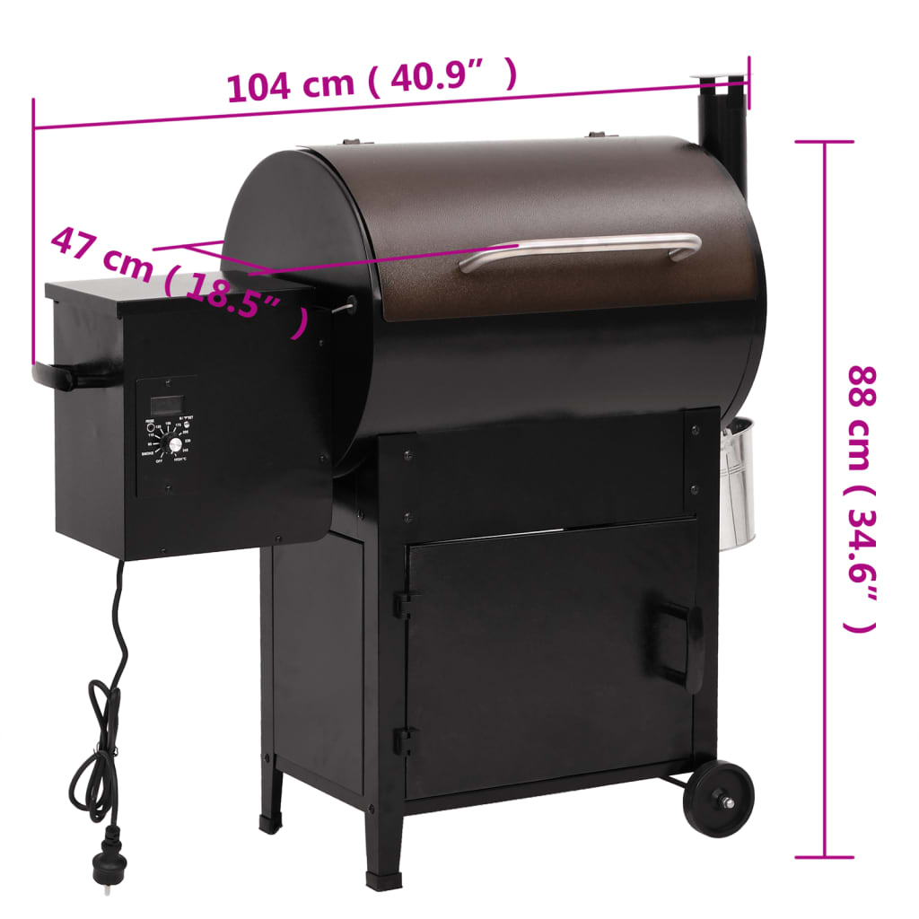 Barbacoa de pellets con chimenea hierro negro 104 cm