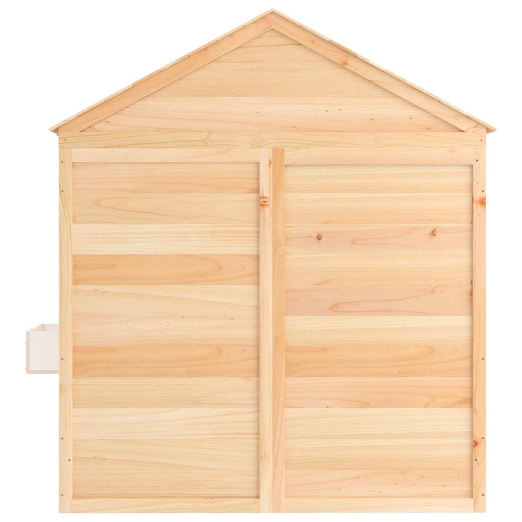 Casa de juegos con puerta con cierre y macetas madera abeto