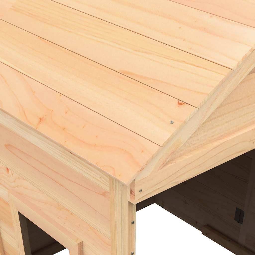 Casa de juegos con puerta con cierre y macetas madera abeto