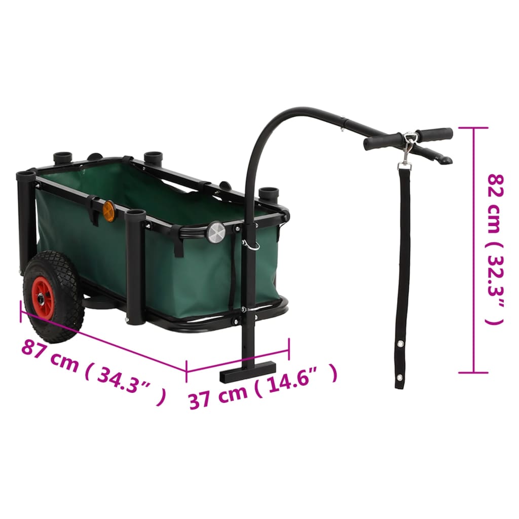 Carrito de pesca con bolsa de acero negro