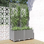 Jardinera con enrejado PP azul gris 120x40x142 cm