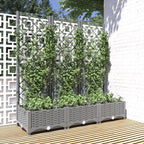 Jardinera con enrejado PP azul gris 120x40x142 cm
