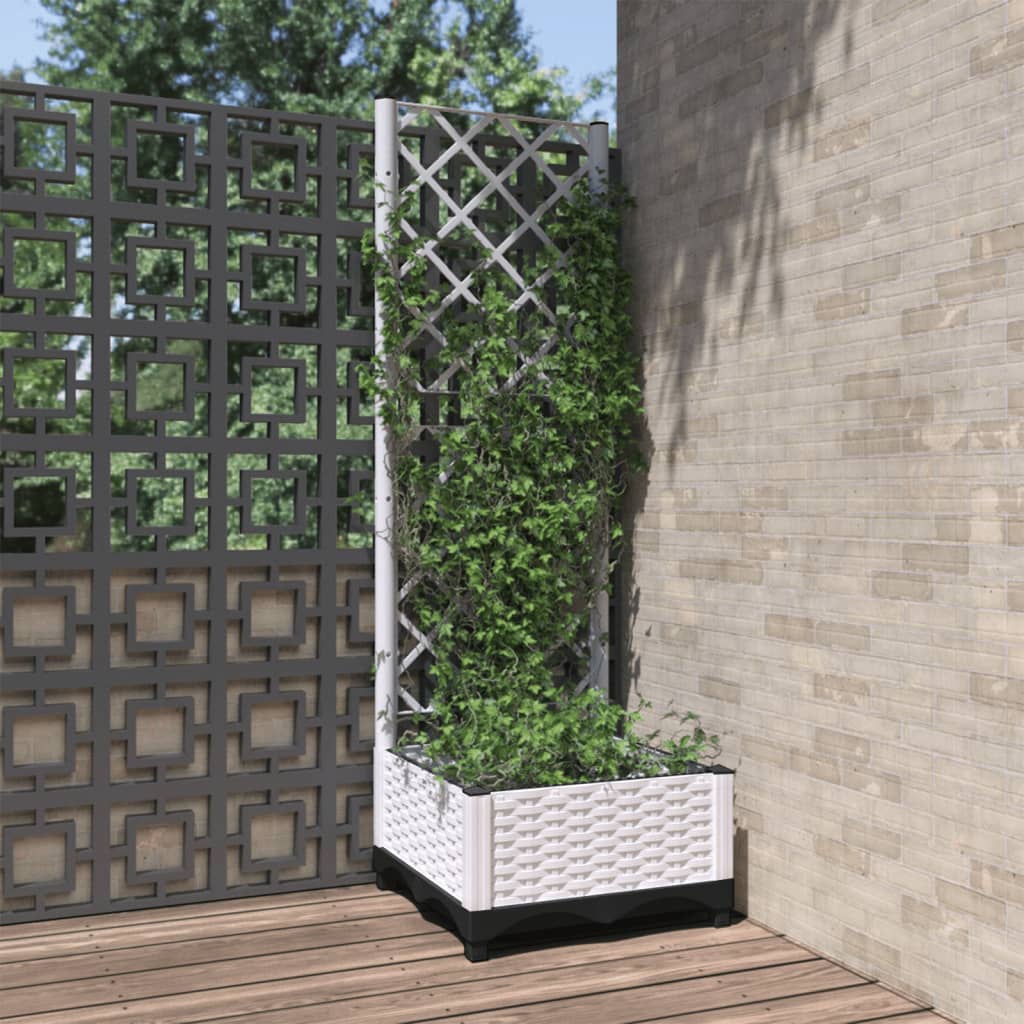 Jardinera con enrejado PP azul gris 120x40x142 cm