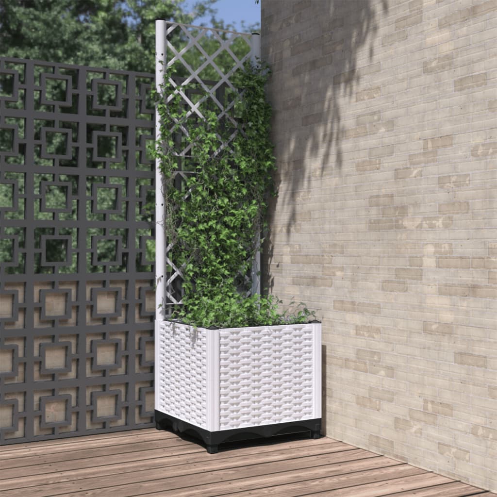 Jardinera con enrejado PP azul gris 120x40x142 cm