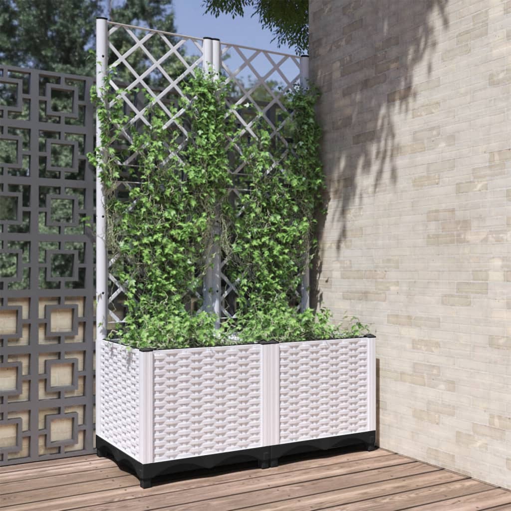 Jardinera con enrejado PP azul gris 120x40x142 cm